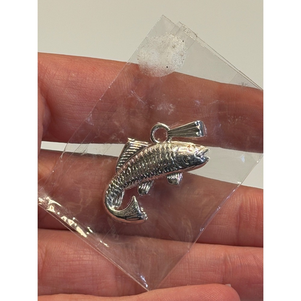VTG Trout Fish Pendant Silver Tone Fishing Outdoors Sports Jewelry Charm Small